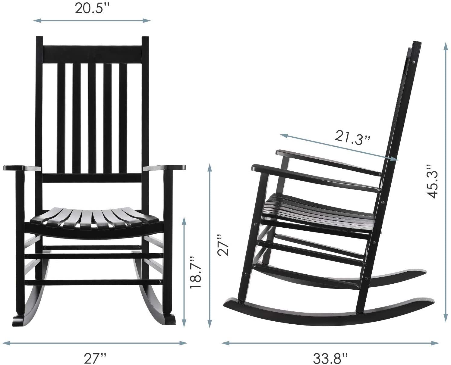 Wooden Patio Rocking Chair with High Back for Outdoor Indoor Garden Balcony,Porch Rocker