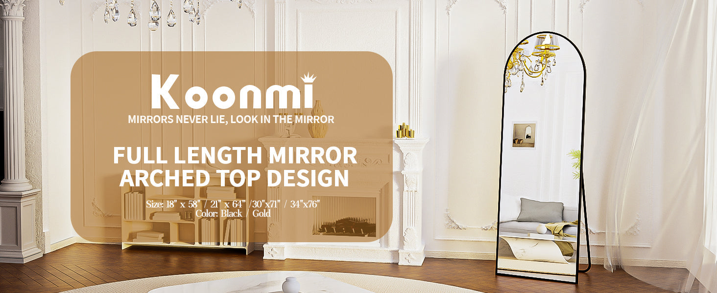 Arched Full Length Mirror, 71"x26" Full Body Floor Mirror Standing Hanging or Leaning Wall, Full Body Mirror with Stand