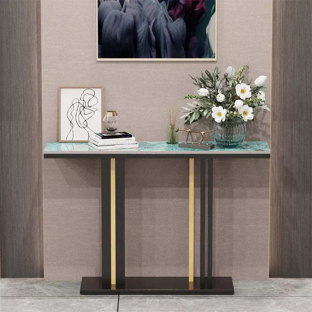 LUVODI Marble Console Table for Living Room Long Narrow Console Table Behind Couch Sofa Side End Furniture