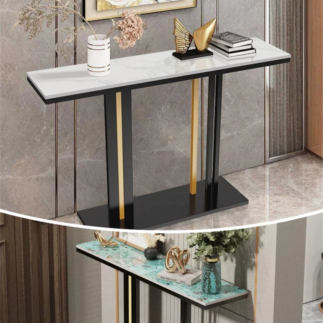 LUVODI Marble Console Table for Living Room Long Narrow Console Table Behind Couch Sofa Side End Furniture