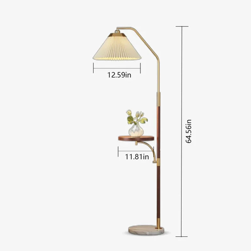 Pleated floor lamp with storage tray, suitable for modern minimalist style light luxury living room bedroom decorative lamp.