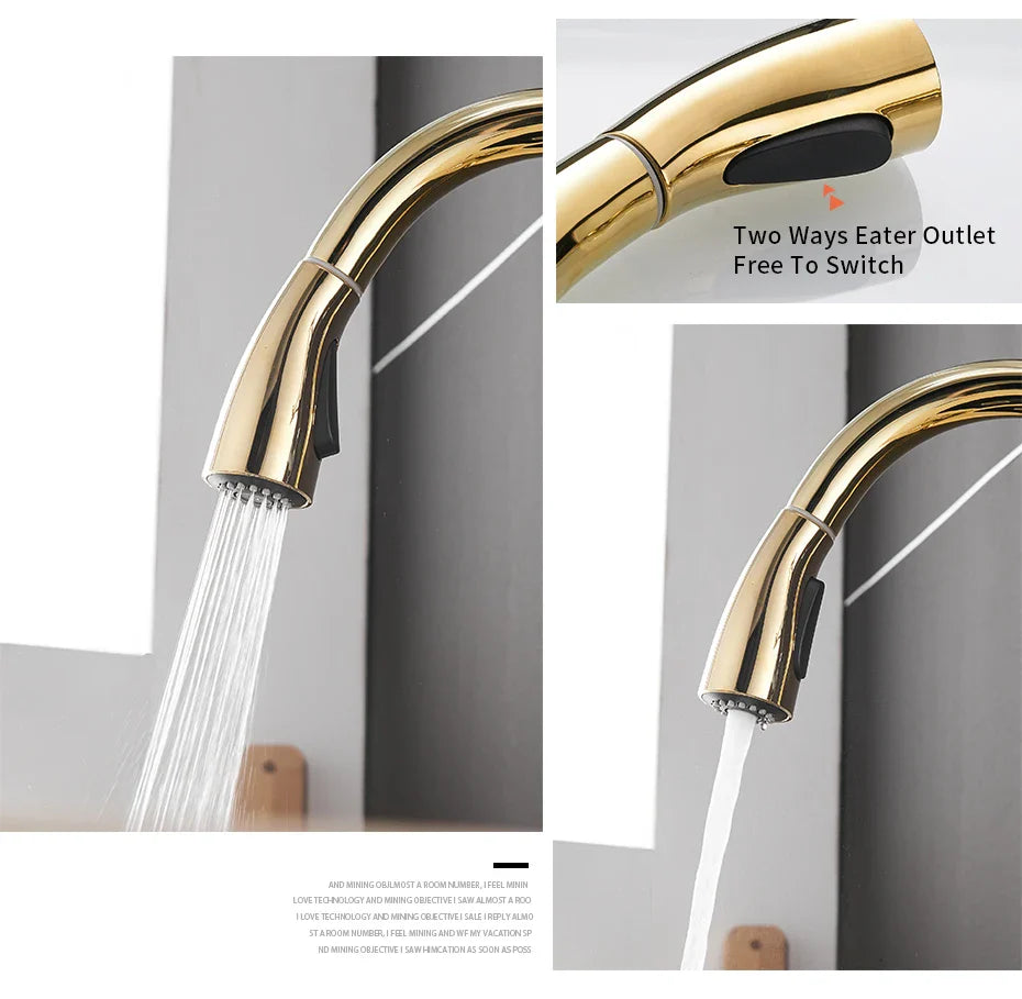 Gold Kitchen Faucets Silver Single Handle Pull Out Kitchen Tap Single Hole Handle Swivel Degree Water Mixer Tap Mixer Tap 866011