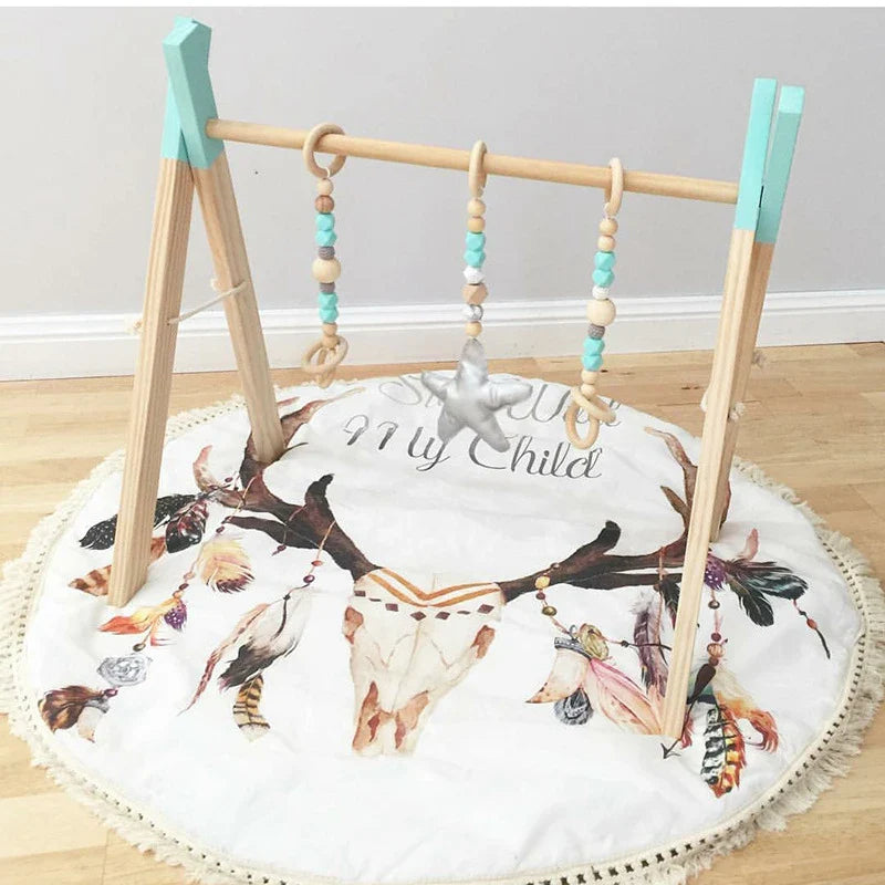 1Set Baby Fitness Frames Baby Gym Mobile Suspension Baby Room Decoration Newborn Baby Activity Accessories Wooden Rattles Toys