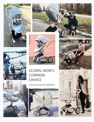 Hot Mom F023 Baby Stroller 2 in 1,Rotates 360 Degrees,PU Leather, Mosquito Net, Rain Cover, Adapter, Cup Holder, large wheels