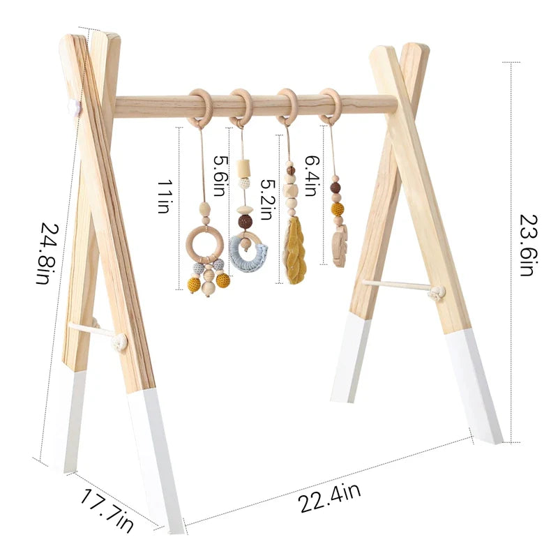 1Set Baby Fitness Frames Wooden Rattle Toys Baby Activity Gym Mobile Suspension Baby Room Decoration Newborn Baby Accessories