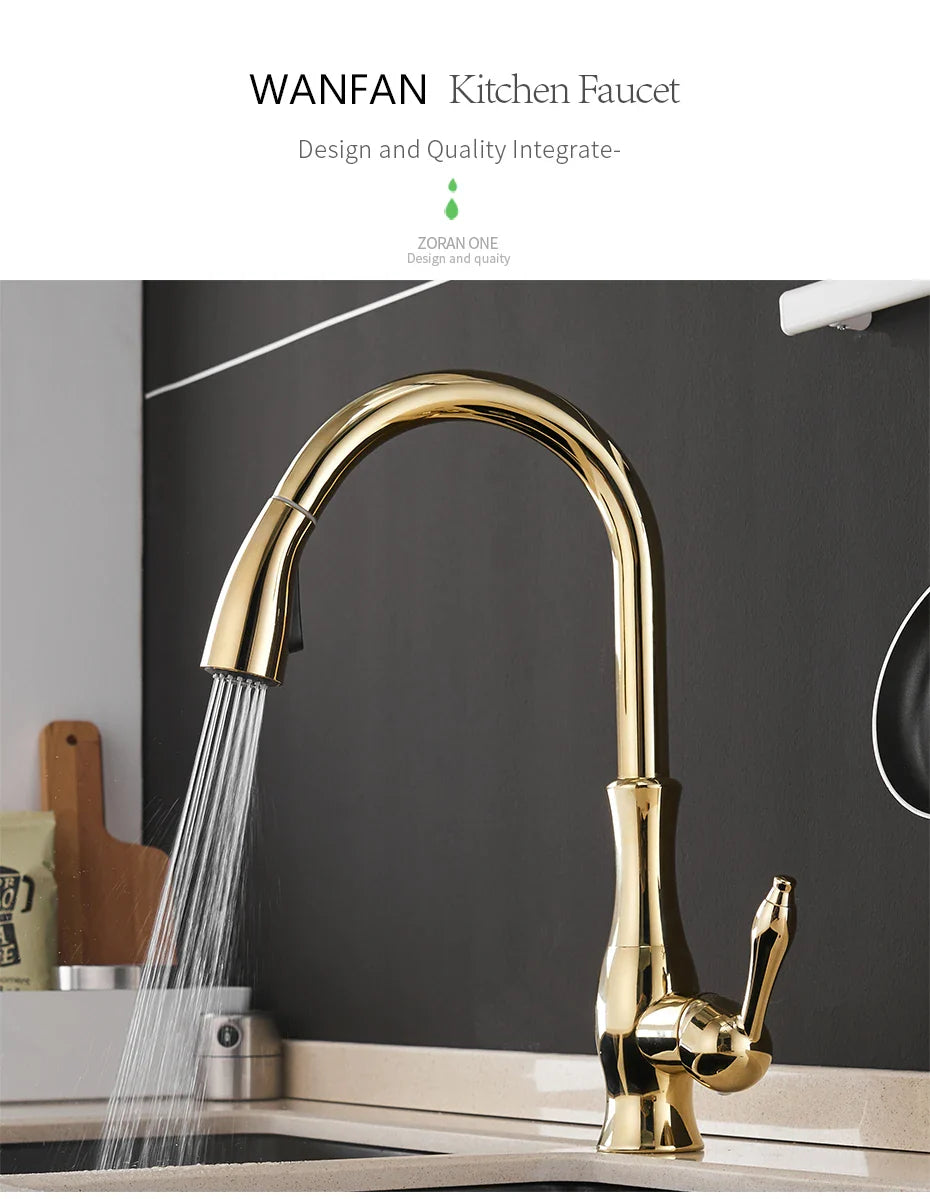 Gold Kitchen Faucets Silver Single Handle Pull Out Kitchen Tap Single Hole Handle Swivel Degree Water Mixer Tap Mixer Tap 866011