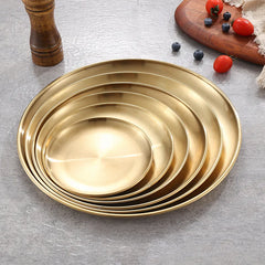 European Style Dinner Plates Dining Plate Serving Dishes Round Plate Cake Tray Western Steak Barbecue Round Tray Kitchen Plates