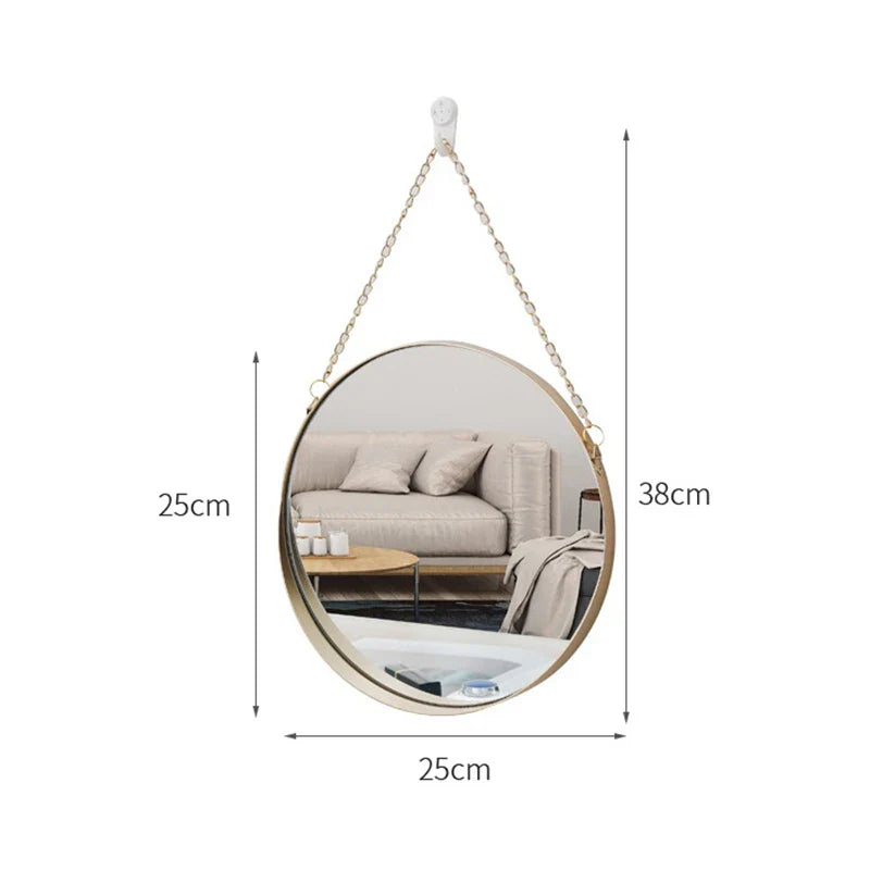 Round Hanging Mirror Metal Wall Mount Mirror Art Toilet Bathroom Decor Nordic Style Mirror 2021 New