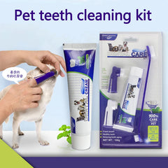 Pet Dog Cat Toothpaste Pupp  Medium Large Dog Oral Cleaning supplies Four-Piece Cat And Dogs Set  Toothpaste Toothbrush Set