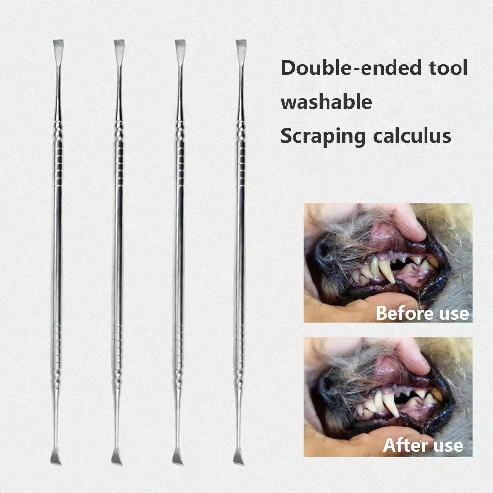 Dog Tooth Scaler Scraper Stainless Steel Upgraded Pet Cat Tarter Remover with Different Head Teeth Cleaning Tool