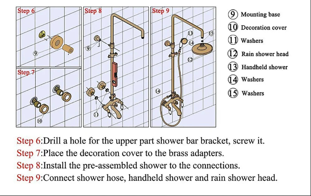 POIQIHY Antique Shower Set Wall Bathroom Bath Shower Faucet Rainfall Brass Swivel Spout Mixer Tap Sliding Bar Shower System