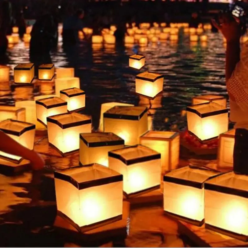 New Floating Water Square Lantern Paper Lanterns Wishing Lantern floating Candle For Party Birthday wedding Decoration Festival