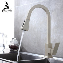 Kitchen Faucets Silver Pull Out Tap Single Hole Handle Solid Brass Black Swivel 360 Degree Water Mixer   866399R