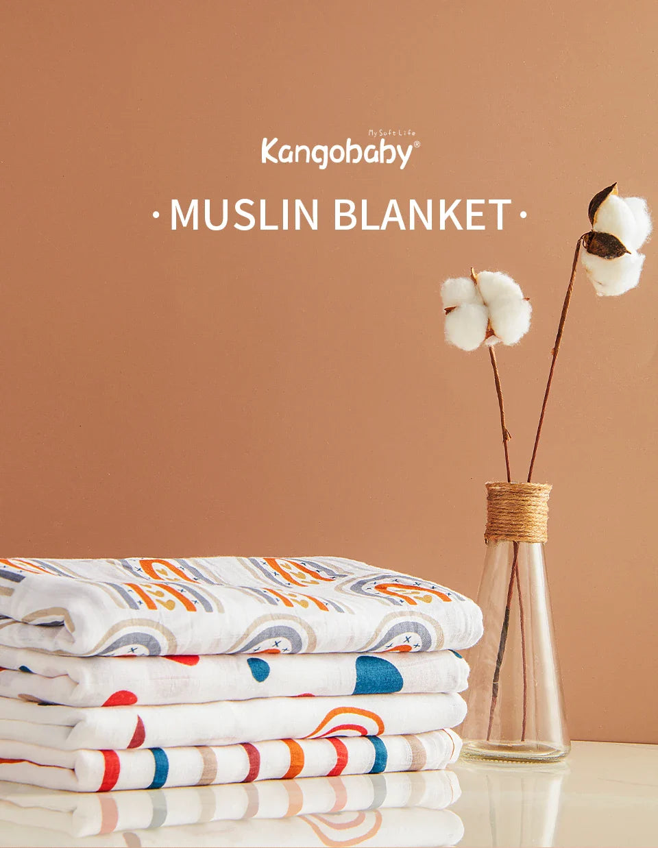 Kangobaby #My Soft Life# All Season Muslin Swaddle Blanket Newborn Bath Towel Multi Designs Functions Baby Wrap Infant Quilt