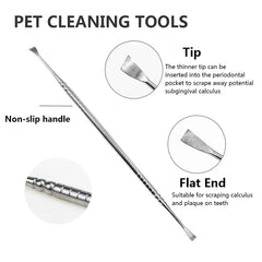 Dog Tooth Scaler Scraper Stainless Steel Upgraded Pet Cat Tarter Remover with Different Head Teeth Cleaning Tool