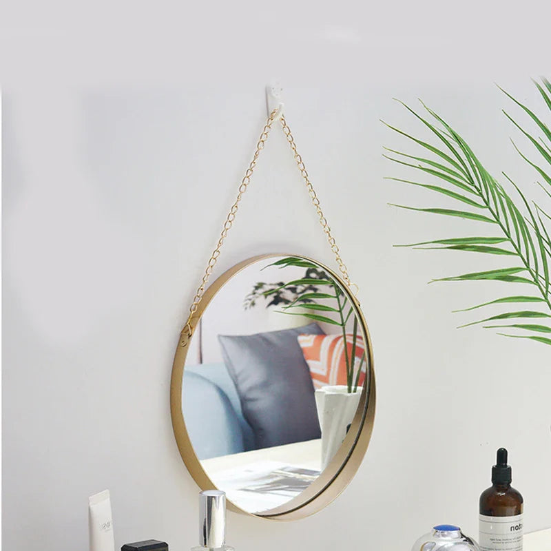 Round Hanging Mirror Metal Wall Mount Mirror Art Toilet Bathroom Decor Nordic Style Mirror 2021 New