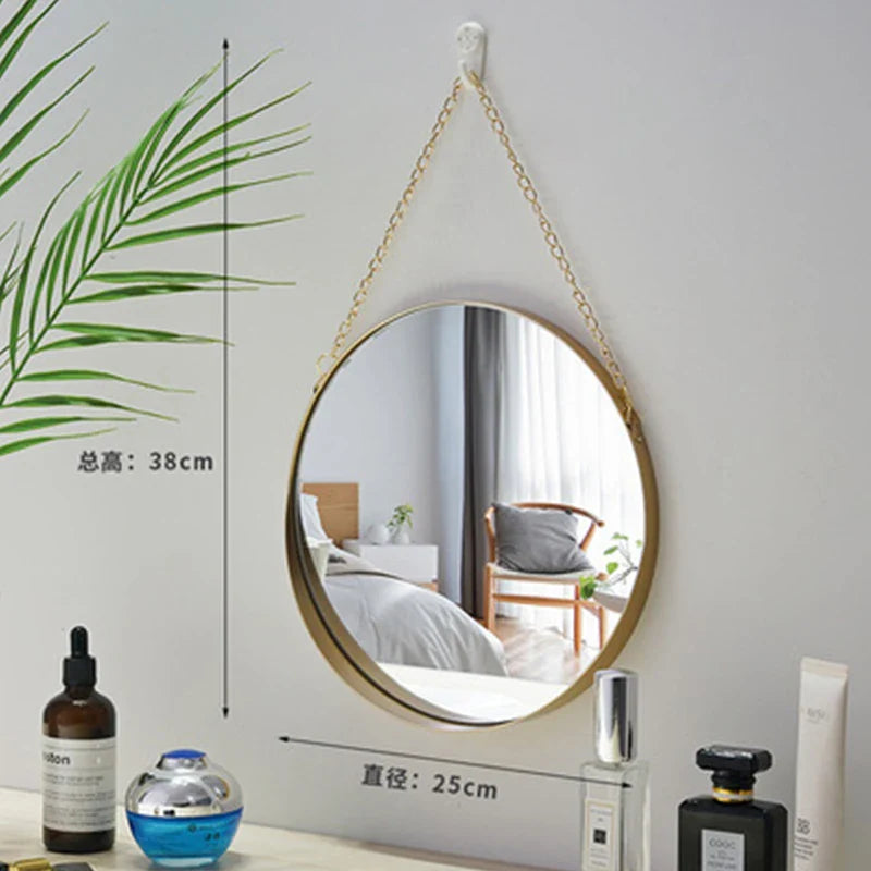 Round Hanging Mirror Metal Wall Mount Mirror Art Toilet Bathroom Decor Nordic Style Mirror 2021 New