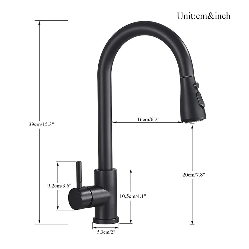 Black Pull Out Kitchen Faucet Silver Single Handle Nickel Kitchen Tap Single Hole Handle Swivel Sprayer Water Mixer Tap