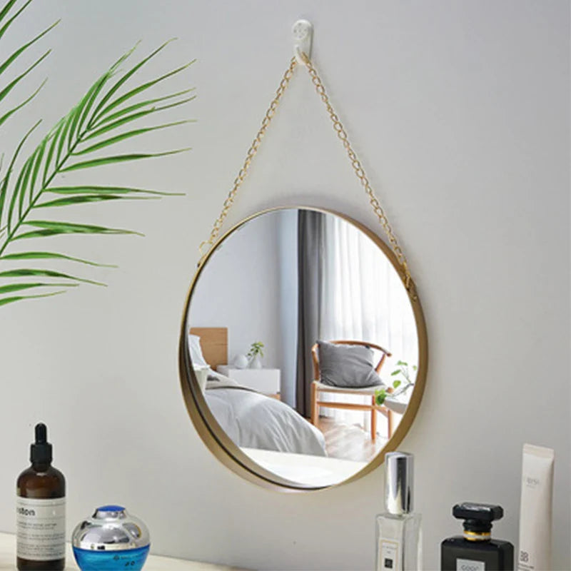 Round Hanging Mirror Metal Wall Mount Mirror Art Toilet Bathroom Decor Nordic Style Mirror 2021 New