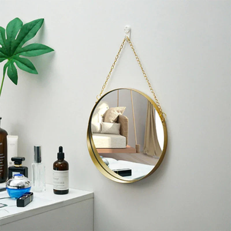 Round Hanging Mirror Metal Wall Mount Mirror Art Toilet Bathroom Decor Nordic Style Mirror 2021 New