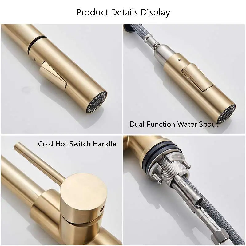 Brushed Gold Pull Out Touch Sensor Kitchen Faucet 360 Rotation Smart Kitchen Faucet Sensor Tap Faucet Single Handle Mixer Tap