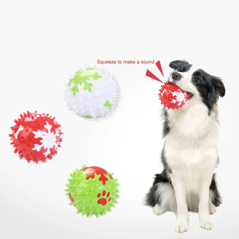 Pet Dog Toys Molar Bite-resistant Ball Dog Toy Interactive Rubber Chew Toys Squeak Training Durable Playing Balls For Dogs