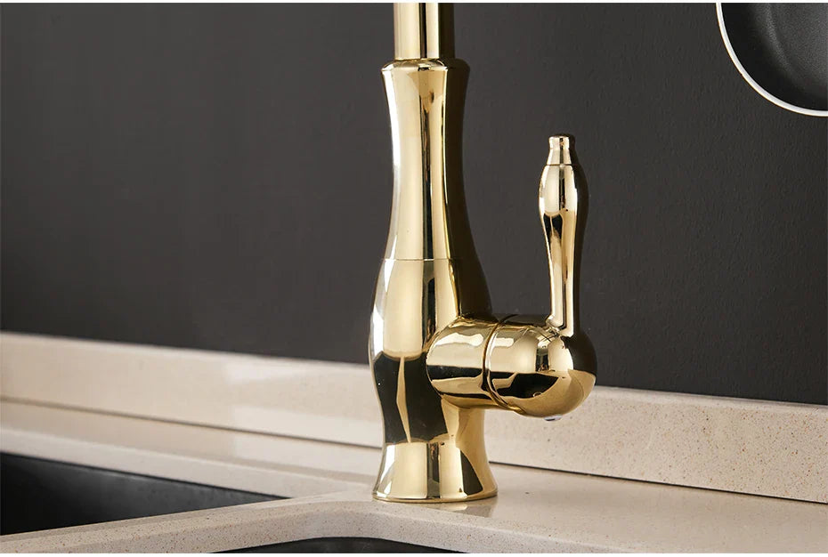 Gold Kitchen Faucets Silver Single Handle Pull Out Kitchen Tap Single Hole Handle Swivel Degree Water Mixer Tap Mixer Tap 866011