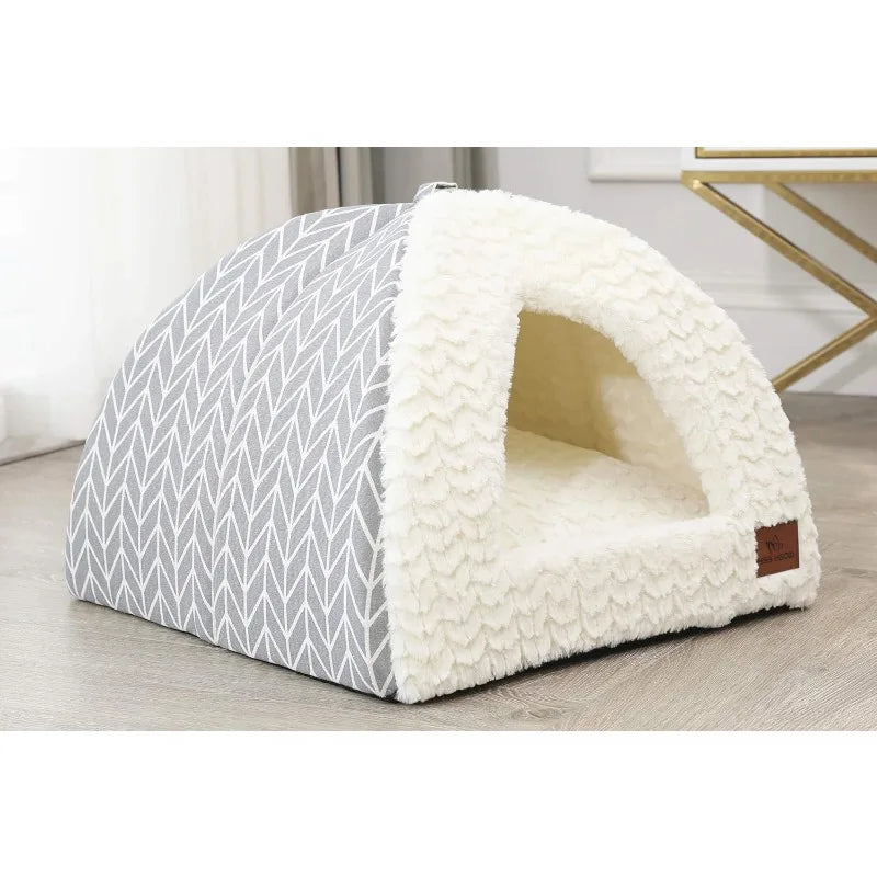 Cat Bed for Indoor Cats,Medium Large Cats Cave Bed,Machine Washable,Removable Cushion Cover,Small Dogs Tent Bed