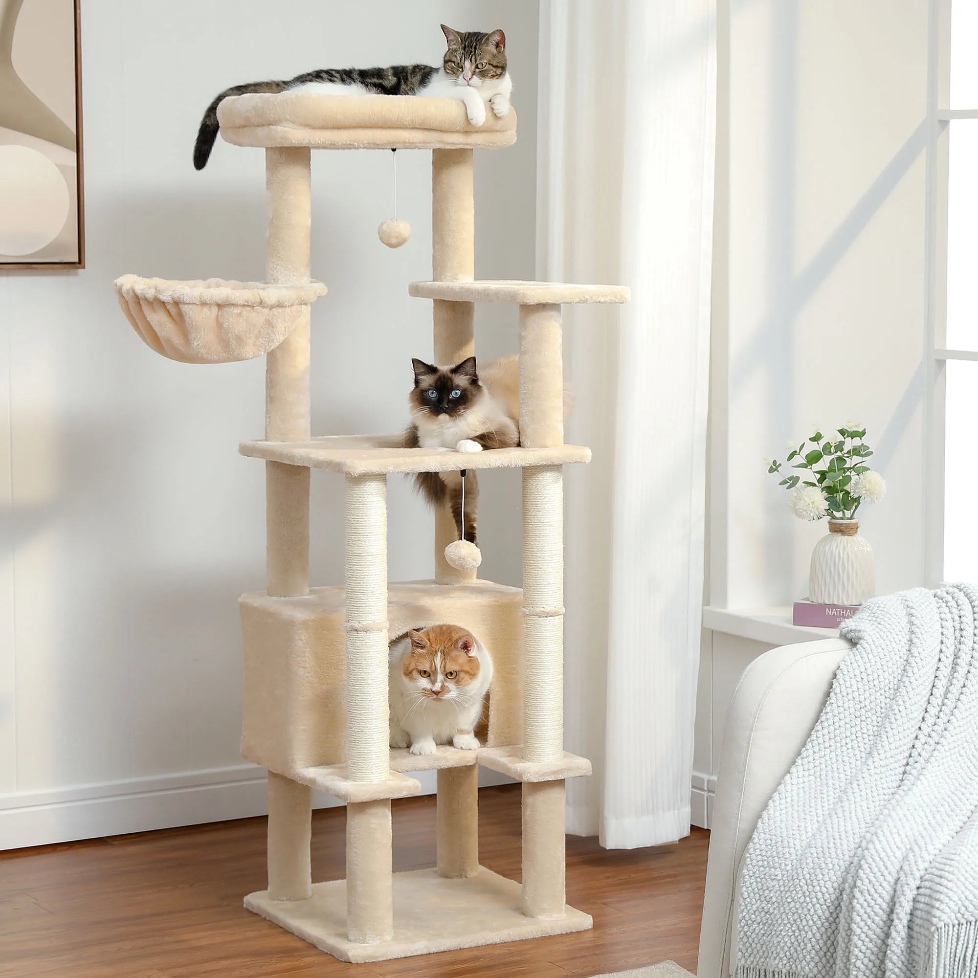 Multi-Level Cat Tree with Condo Scratching Posts Large Cat Tower with Hammock Cat Accessories Kitty Cat Toys Cat Pet Supplies