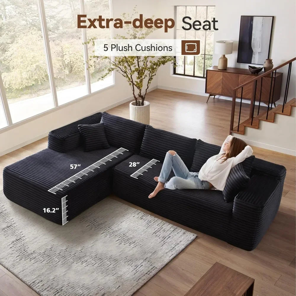 Cloud Sectional Couch with Comfy Chaise,Minimalist Modular Couches Sleeper for Living Room Bedroom Apartment Lounge