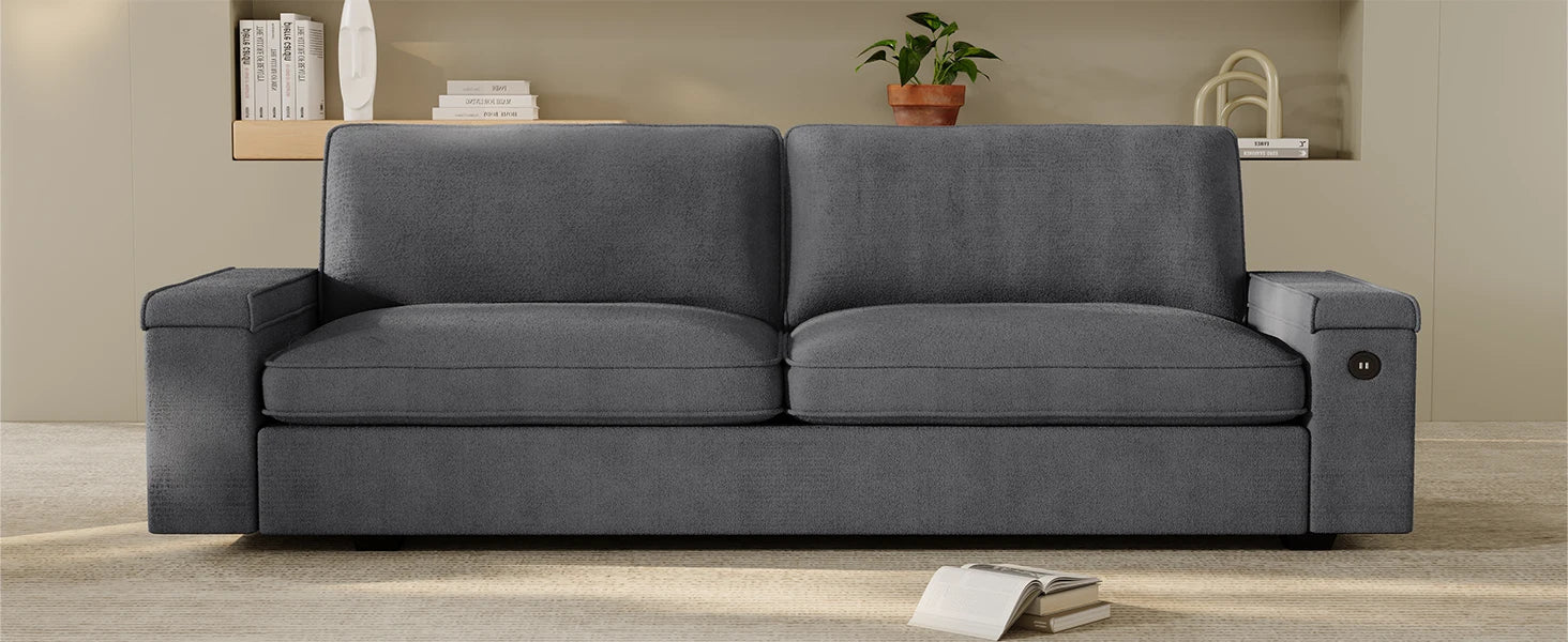 Modern Couch, Comfy Couches for Living Room, Oversized Loveseat Sofa, Deep Seat Sofa , Removable Sofa Cover(Dark Grey Chenille)