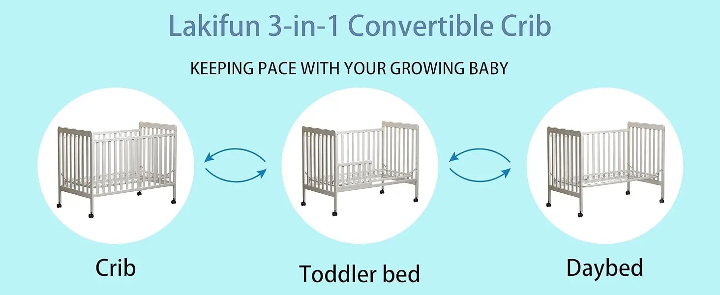 Convertible Crib in White, Converts to Toddler Bed & Daybed, Fits Standard Full-Size Crib Mattress, Non-Toxic Finish