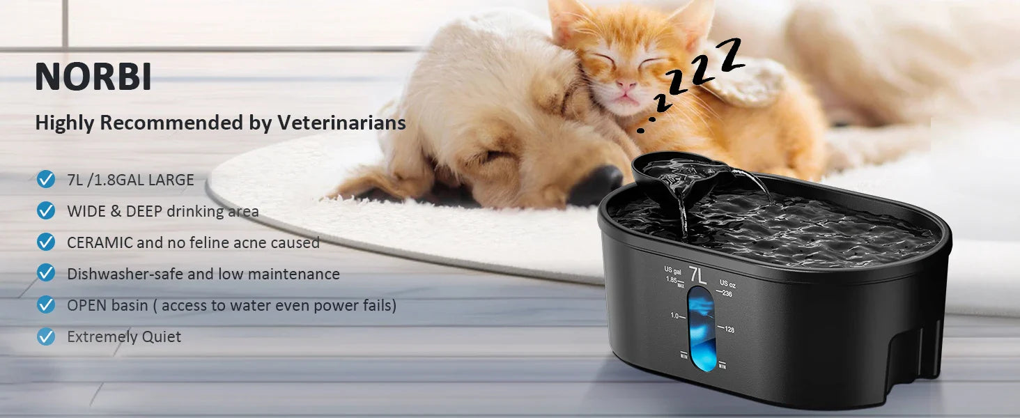 Cat Water Fountain Autom Loop Filtering Drinker Dog Water Dispenser 7L Large Capacity Cats Dogs Pets Fountain