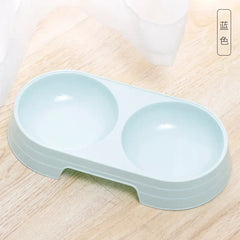 Macaron Pet Double Bowl Plastic Kitten Dog Food Drinking Tray Feeder Cat Feeding Pet Supplies Accessories Cuenco Para Gatos