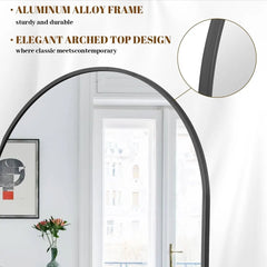 34"x76" Arched Full Length Mirror, Large Floor Mirror with Aluminum Alloy Frame Standing Hanging or Leaning Wall-Mounted M