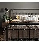 Allewie Queen Size Platform Bed Frame with Fabric Headboard and Wooden Slats Support,Fully Upholstered Mattress Foun