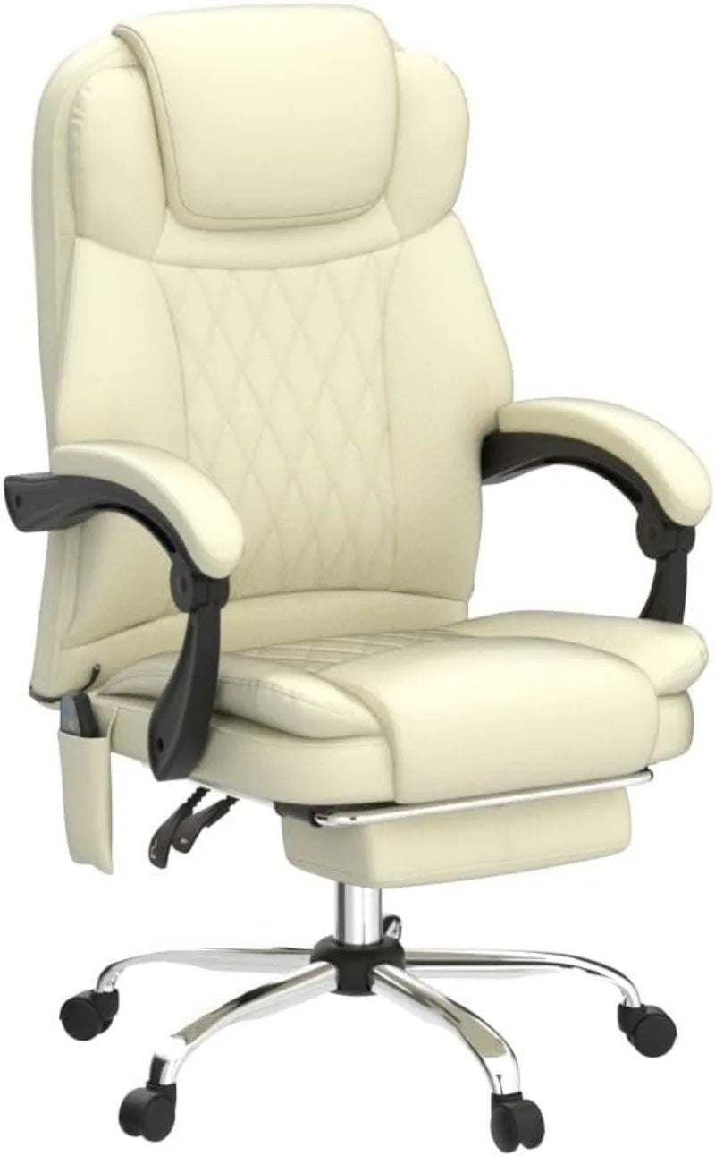 Ergonomic Office Chair with Massager, Heated Office Chair Reclining Massage Desk Chair, Home Office Desk Chair w/Foot Rest, Padd