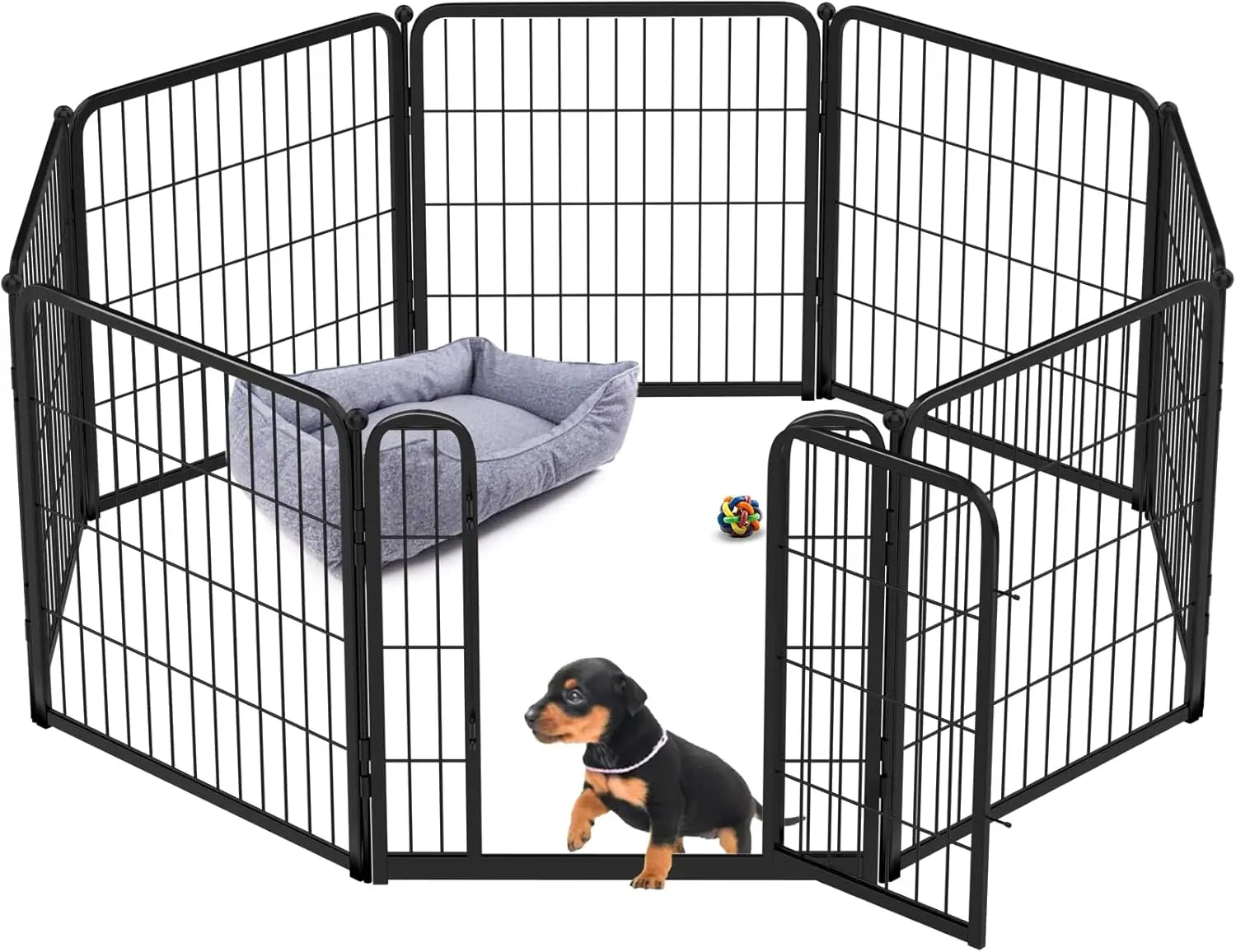 Dog Playpen Designed for Indoor Use, 40" Height for Large Dogs, Black Patented, Heavy Duty Metal Portable Dog Pens Fences