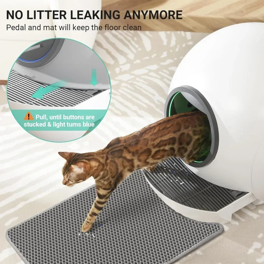 Upgrade Self-Cleaning Cat Litter Box, Automatic Cat Litter Box for Multi Cats, 60L Smart Litter Box with Mat, APP Control