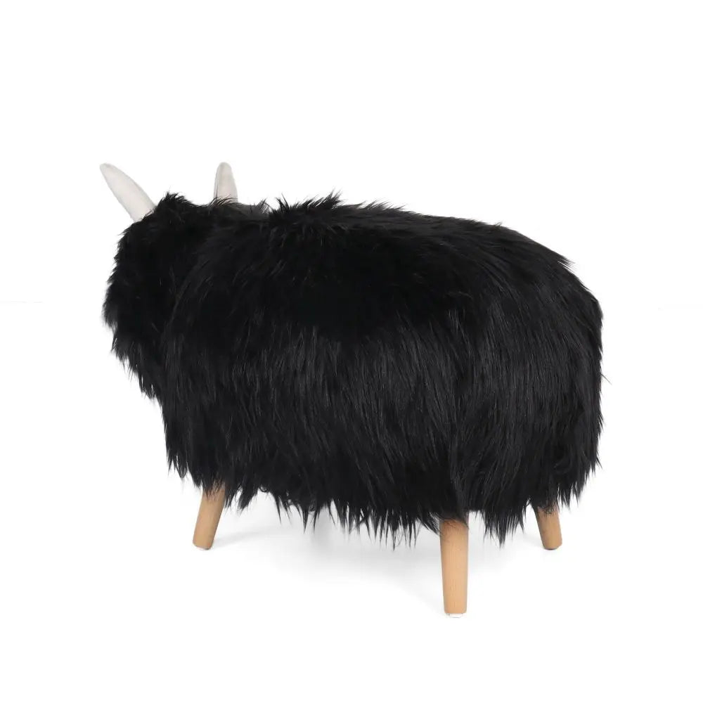 Velvet Cow-Shaped Ottoman, Cute Wood Foot Stool Shoes Changing Seat with Cushioned for Adult  Playroom, Porch Furniture, Stool