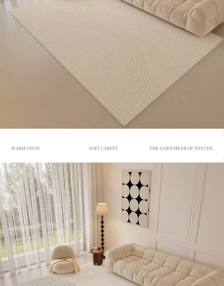 Minimalist Striped Carpet Beige Living Room Large Area Carpets Comfortable Easy To Clean Bedroom Rugs Machine Washable Rug Ковер