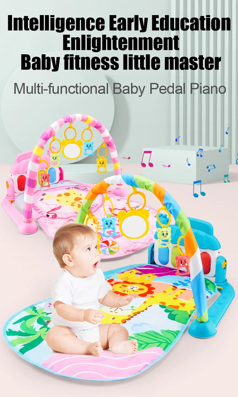 Baby Fitness Stand Music Play Gym Activity Toys Newborn Piano Crawling Blanket Pedal Game Pad Early Education 0-36 Months Gifts