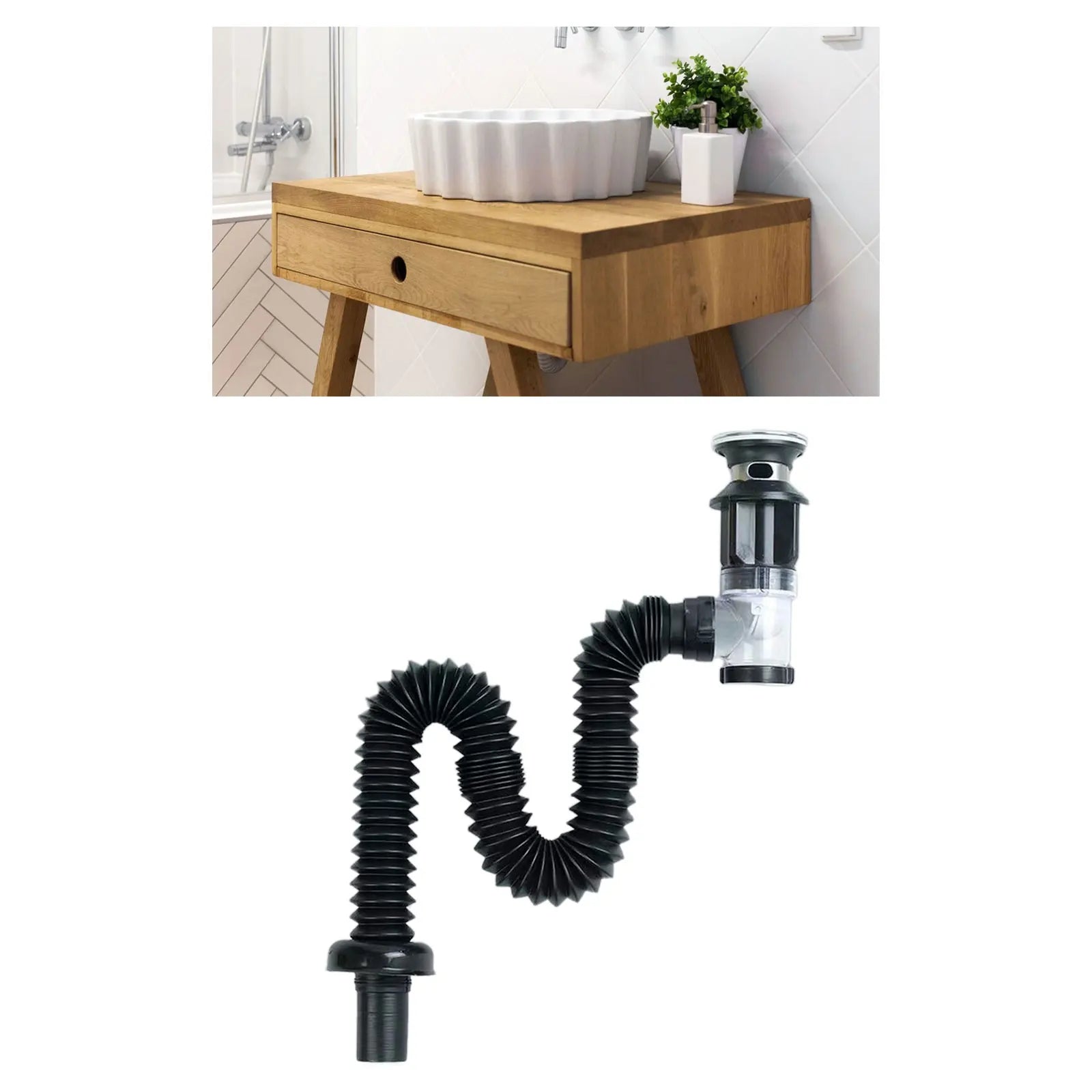 Kitchen Sink Drain Pipe Easy to Install Sink Drain Assembly Universal Washbasin Sink Strainer Drain Filter Sink Sewer Pipe Tube