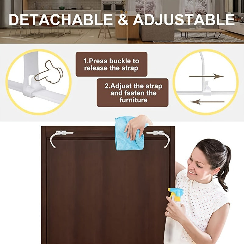 Furniture Anchors Upgraded Furniture Straps for Baby Proofing, Prevent Falling Anti Tip Earthquake Straps for Child Safety