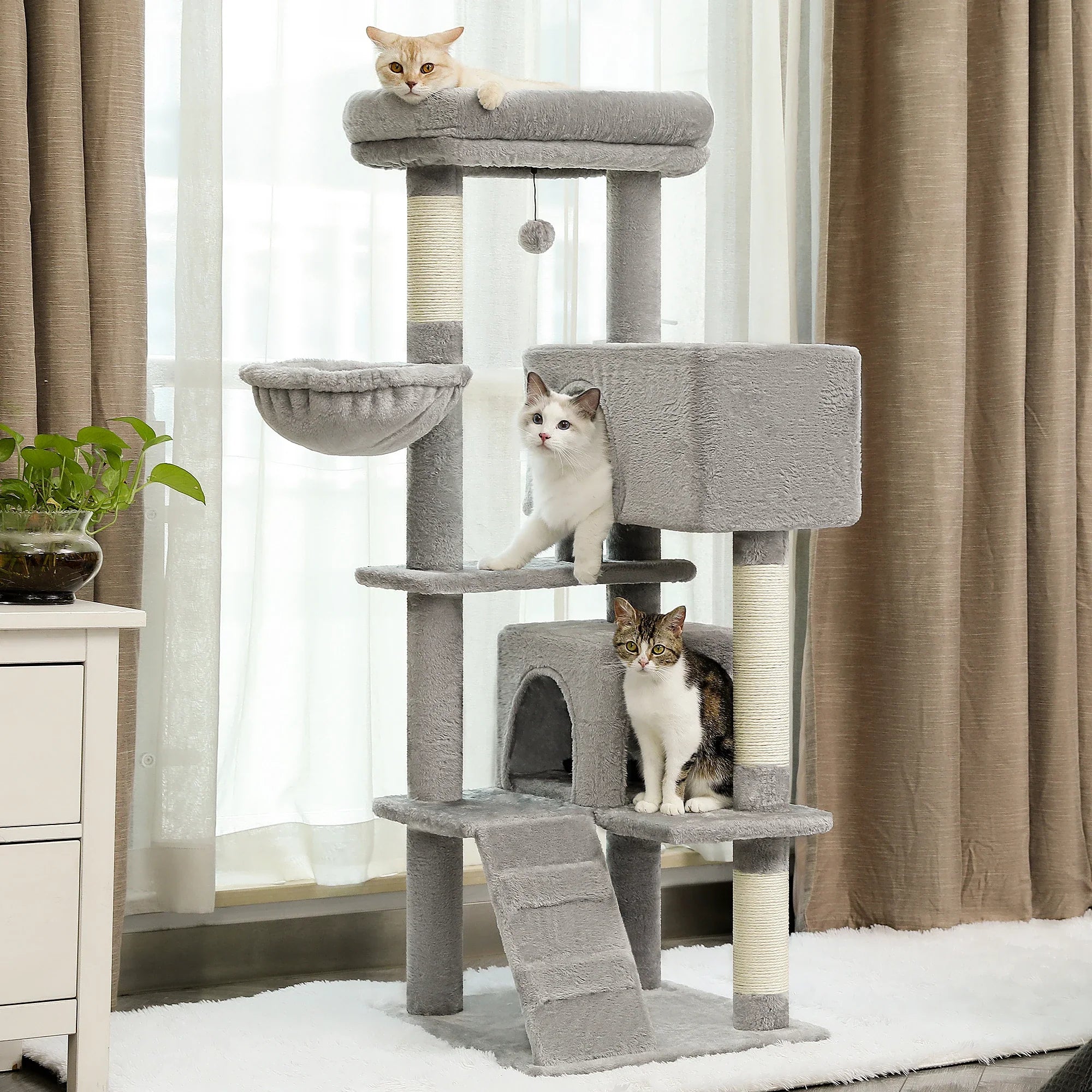 Multi-Level Cat Tree with Condo Scratching Posts Large Cat Tower with Hammock Cat Accessories Kitty Cat Toys Cat Pet Supplies