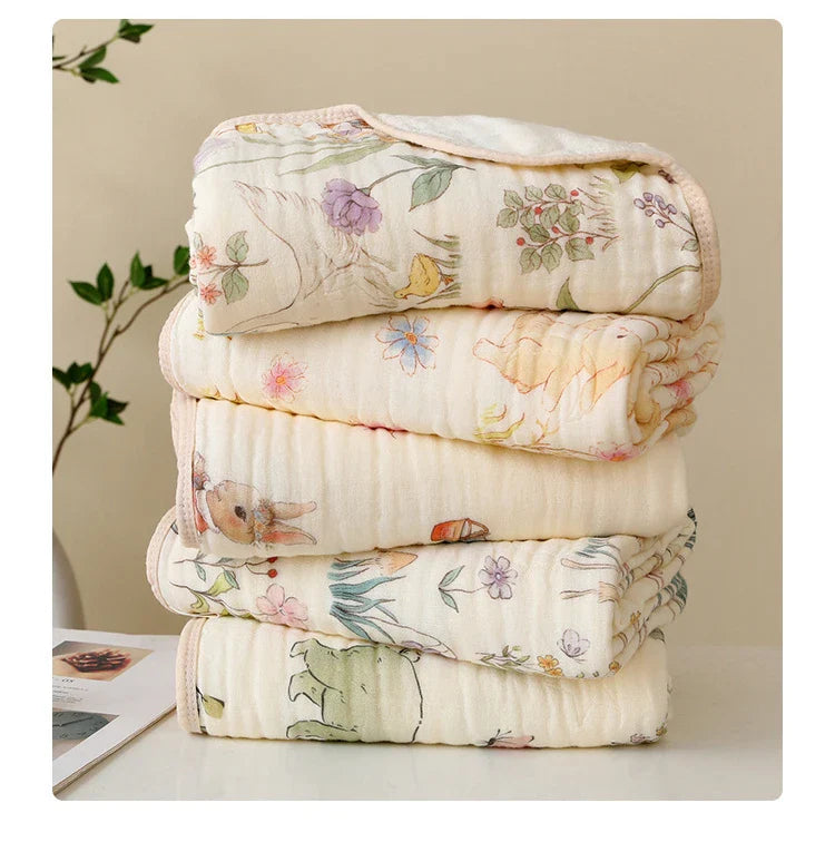 Double Crepe Baby Blankets Newborn Muslin Cotton Gauze Quilt Print Swaddle Blanket Kids Bedding Stroller Cover