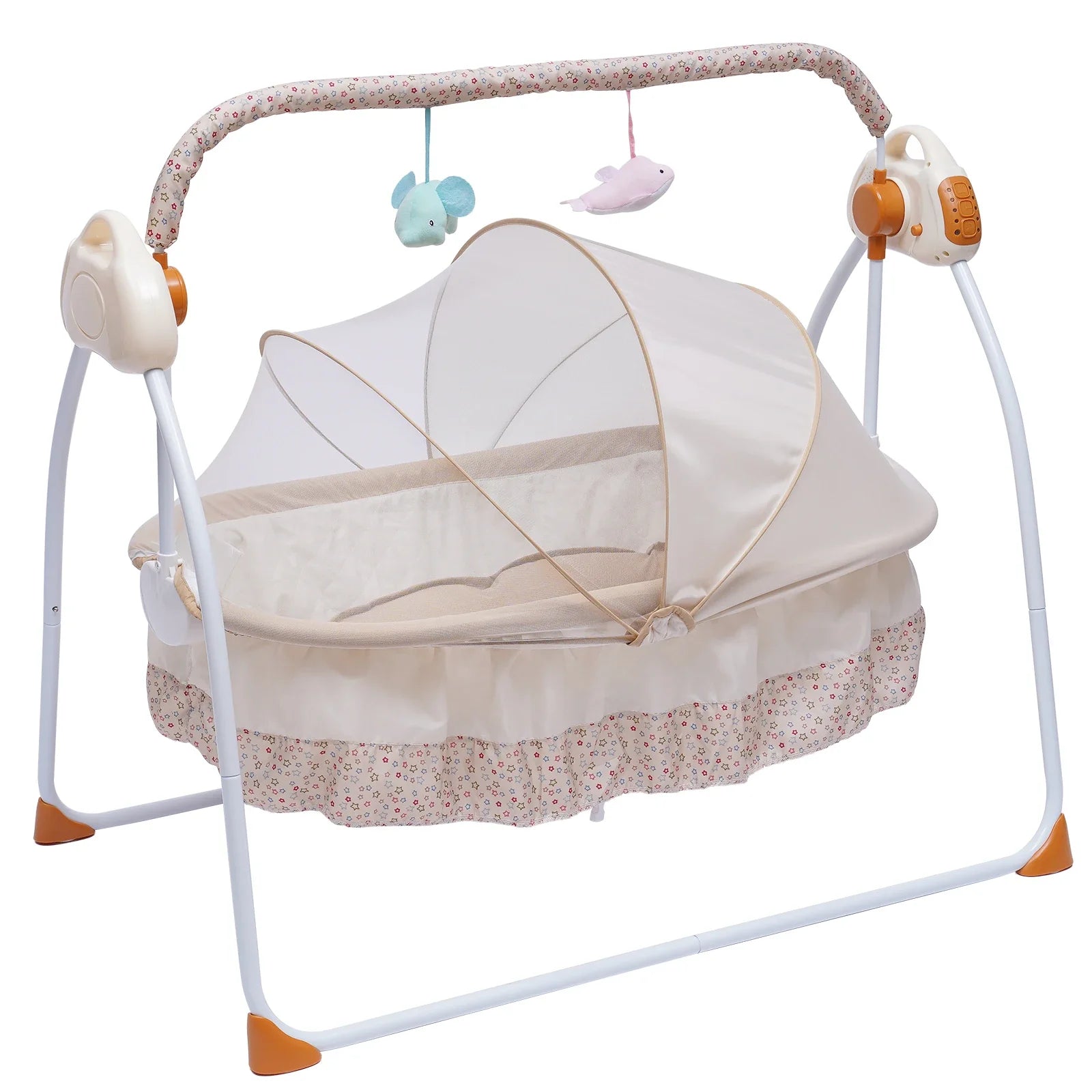 Electric Baby Cradle Auto Swing Rocker Cot Infant Sleeping Bed Swing Crib Kit Timer+Bluetooth Music+Mat+Pillow 5Gears Adjustable