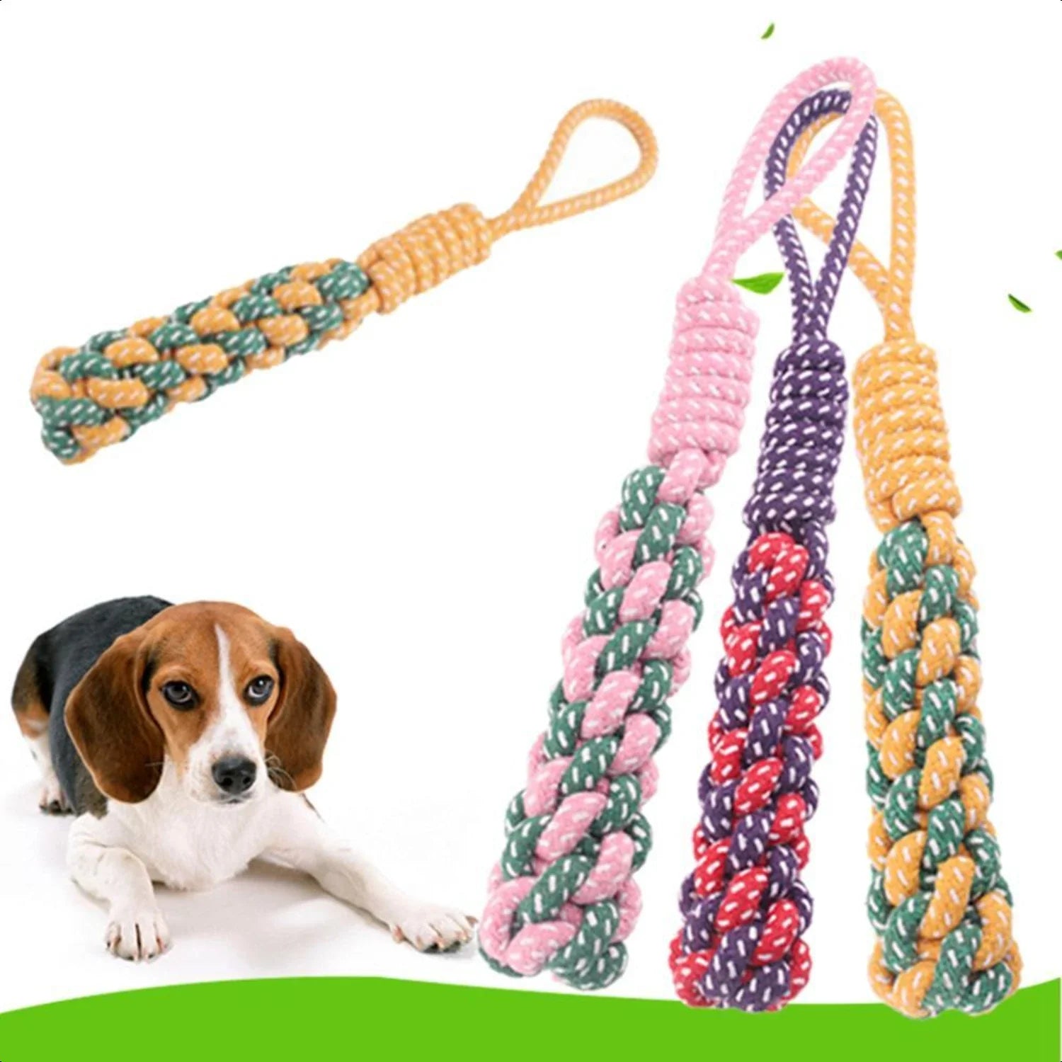 New Guaranteed Entertainment with This Extremely Durable Premium High-Quality Braided Cotton Rope Dog Chew Toy - Reliable, Long-