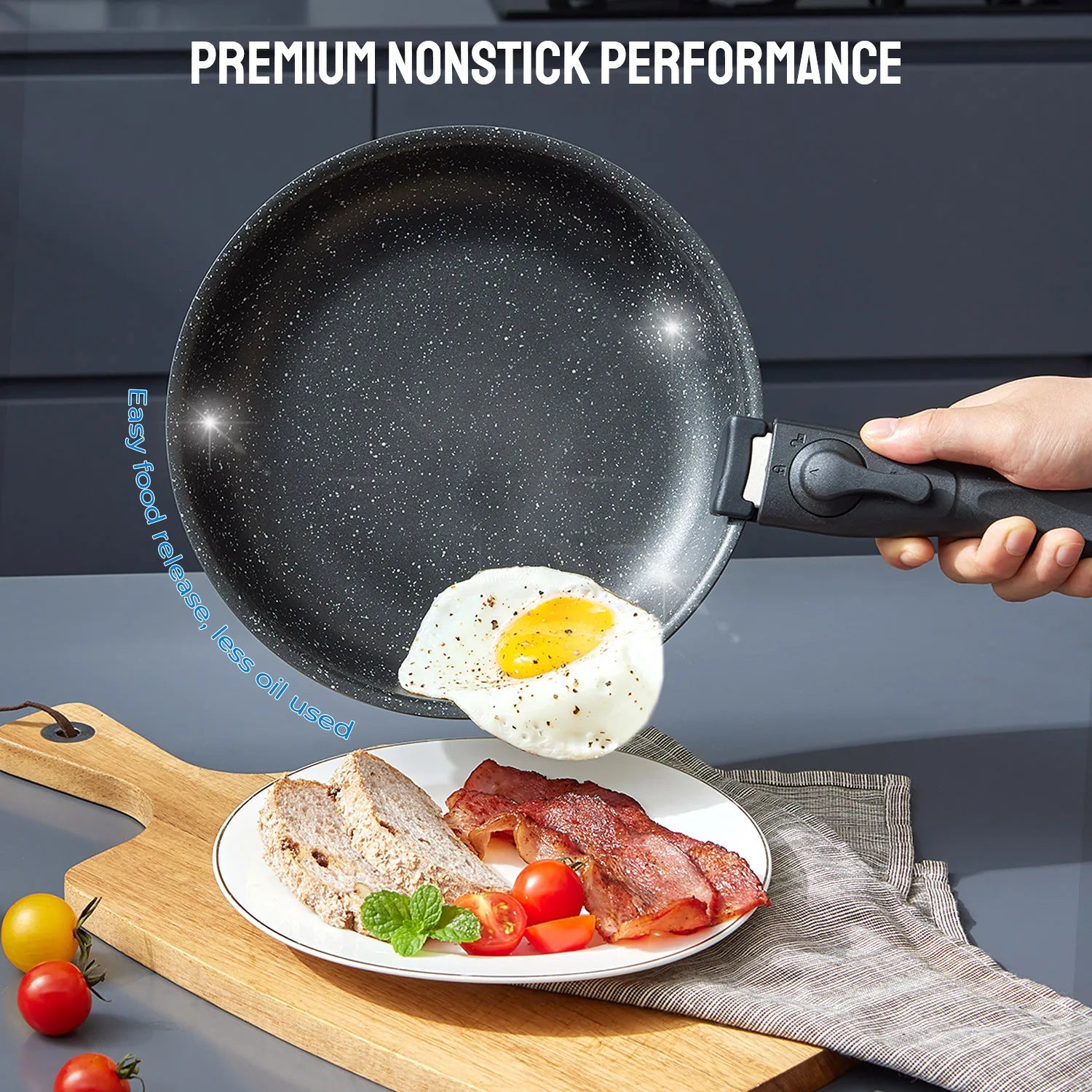 Induction Cookware Set 10 Pieces, Nonstick Pots and Pans Set with Removable Handles, for All Hobs, Stackable Design, Dishwasher/