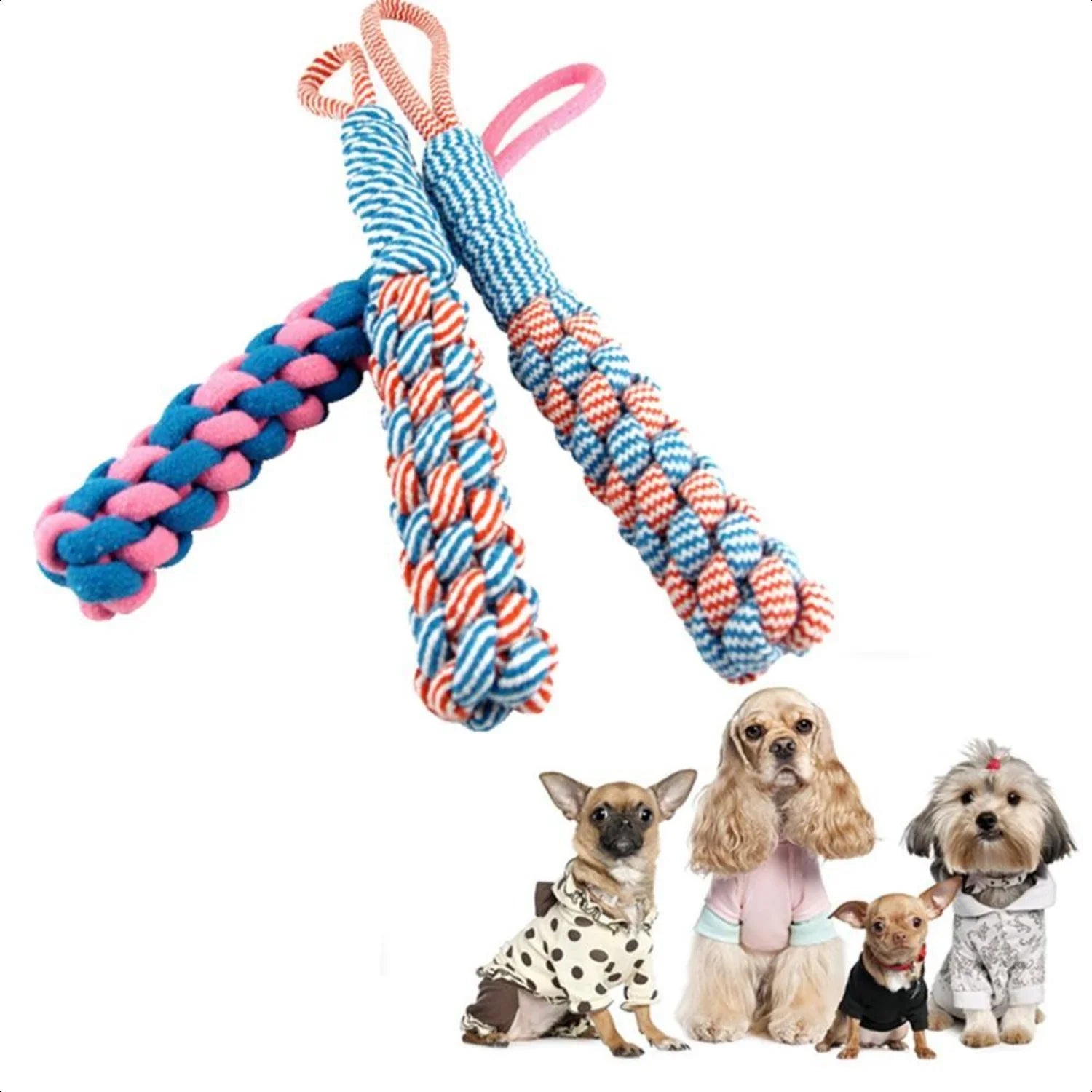 New Guaranteed Entertainment with This Extremely Durable Premium High-Quality Braided Cotton Rope Dog Chew Toy - Reliable, Long-